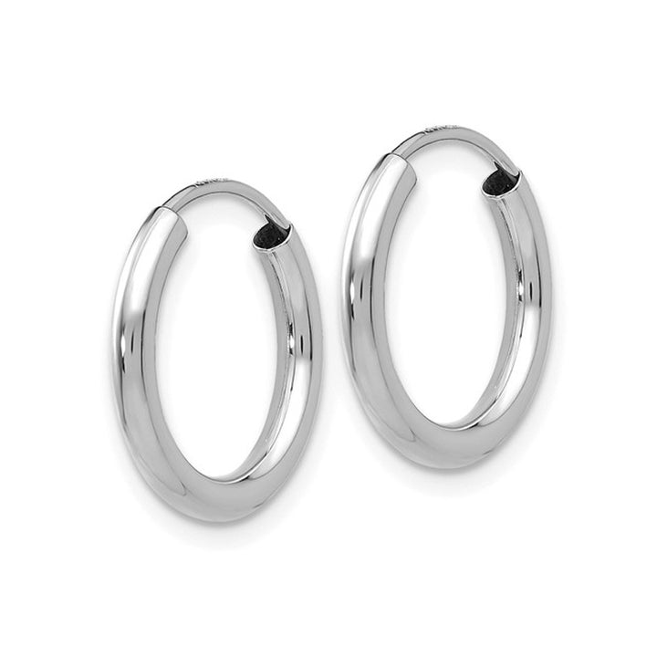 14K White Gold Extra Small Hoop Earrings 1/2 Inch (2.00 mm) Image 2