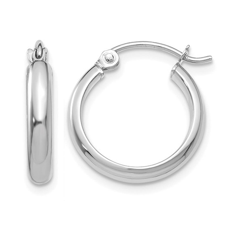 Small Hoop Earrings in 14K White Gold 1/2 Inch (2.75 mm) Image 1