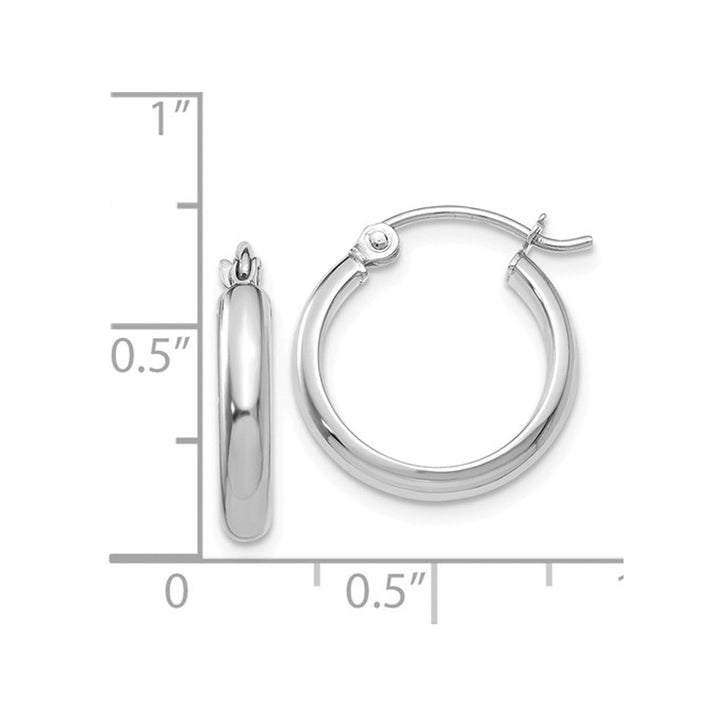 Small Hoop Earrings in 14K White Gold 1/2 Inch (2.75 mm) Image 2