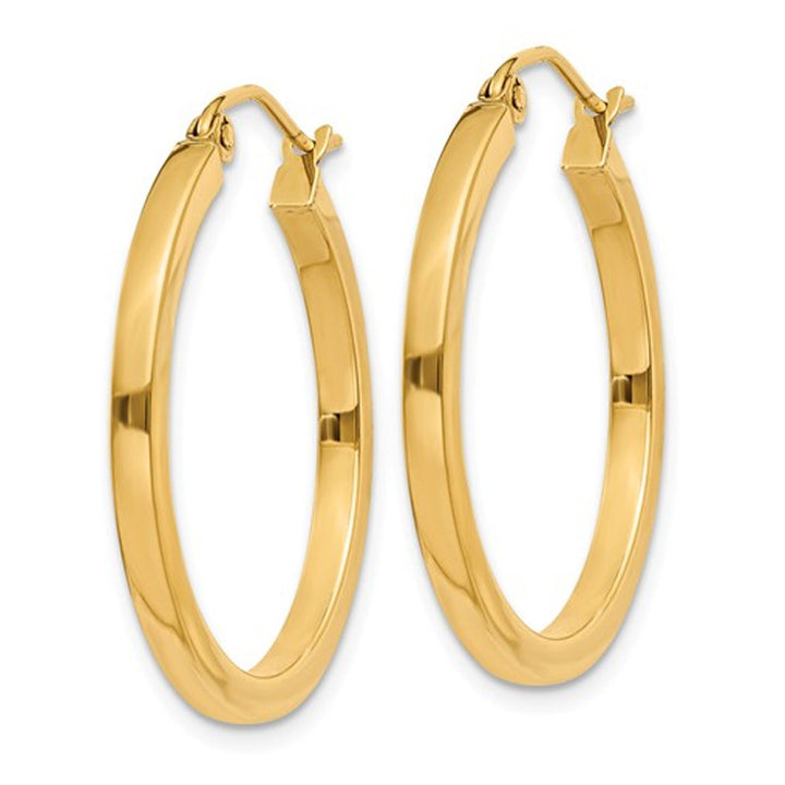 14K Yellow Gold Small Hoop Earrings 3/4 Inch (2.00 mm thick) Image 2