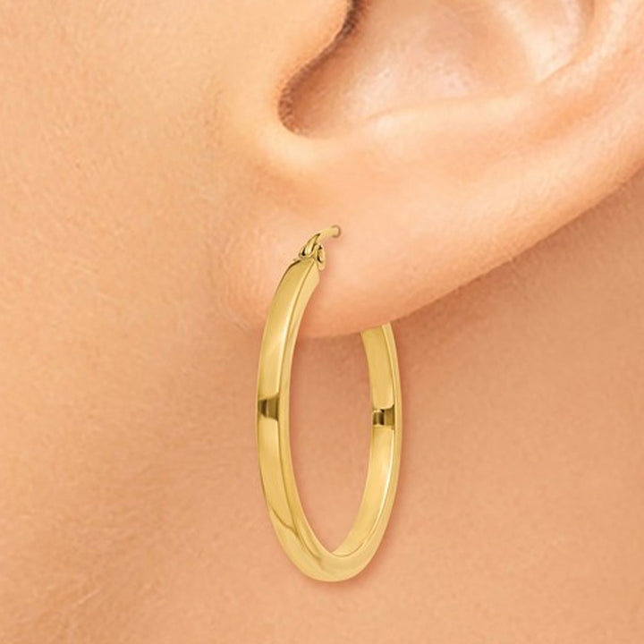 14K Yellow Gold Small Hoop Earrings 3/4 Inch (2.00 mm thick) Image 3