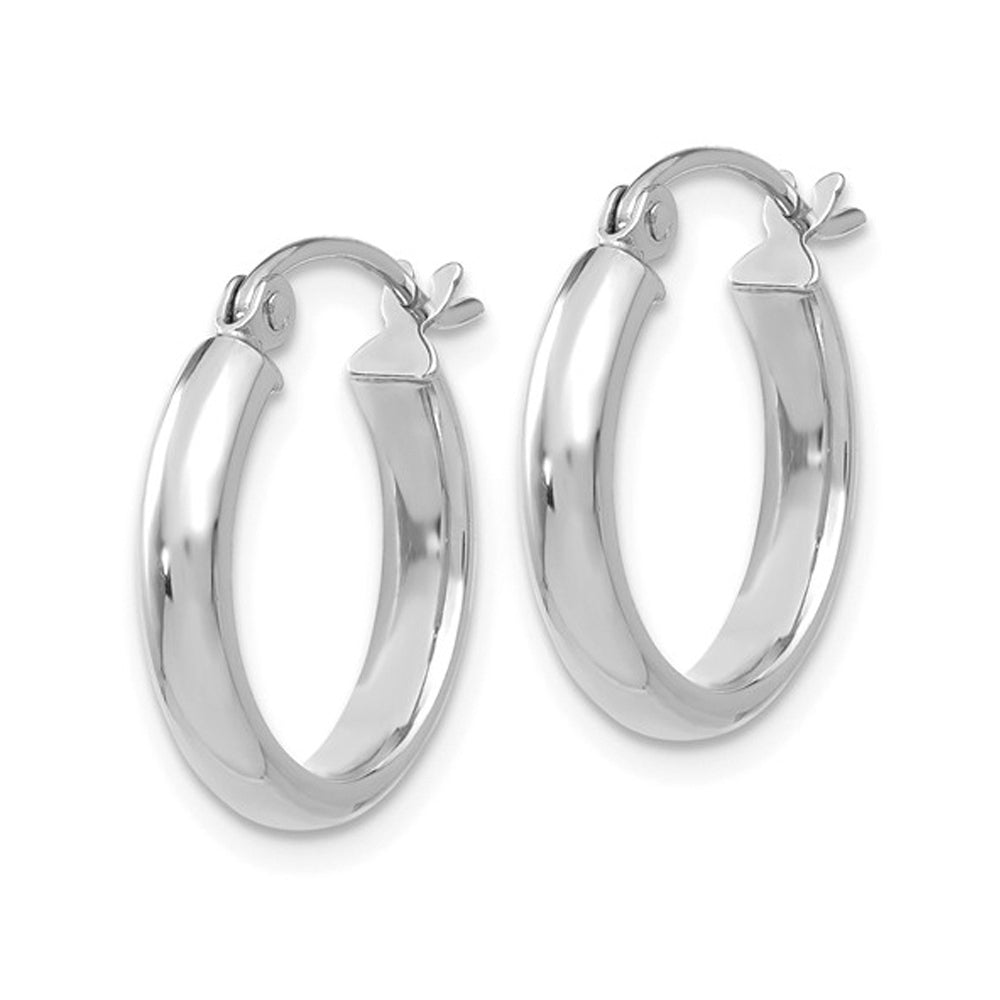 Small Hoop Earrings in 14K White Gold 1/2 Inch (2.75 mm) Image 4