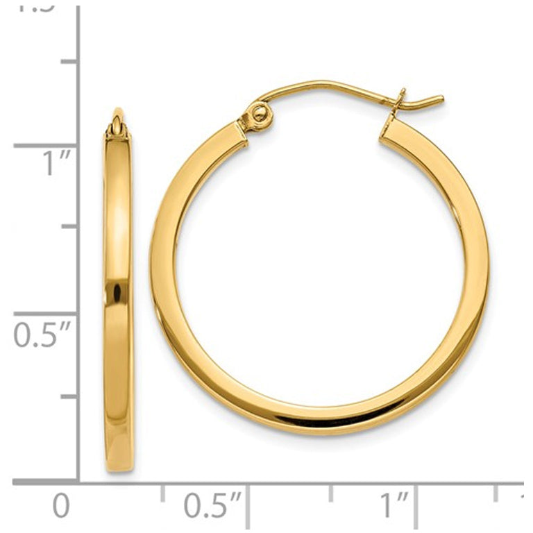 14K Yellow Gold Small Hoop Earrings 3/4 Inch (2.00 mm thick) Image 4