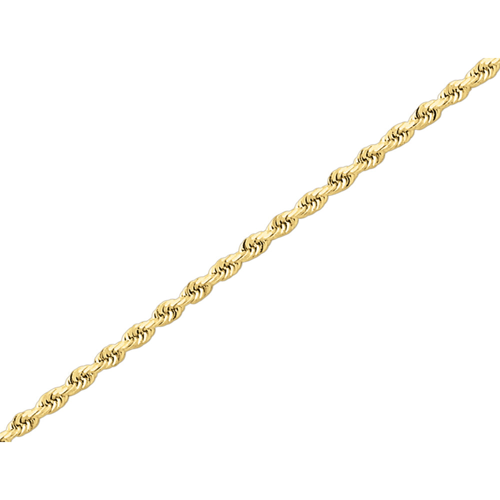 Diamond Cut Rope Chain Bracelet in 14K Yellow Gold 7 Inches (2.00 mm) Image 2