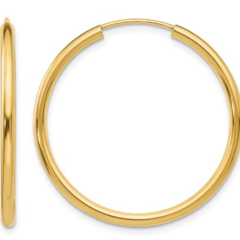 Hoop Earrings in 14K Yellow Gold 1 Inch (2.00 mm) Image 1