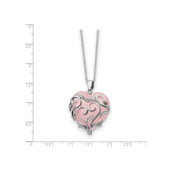 Pink Synthetic Quartz Generous Heart Pendant Necklace in Sterling Silver with Chain Image 4