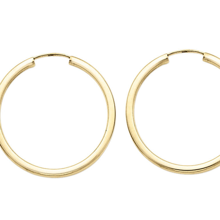 Hoop Earrings in 14K Yellow Gold 1 Inch (2.00 mm) Image 2