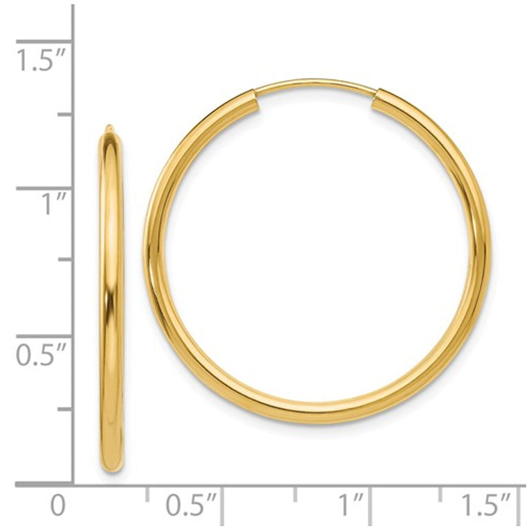 Hoop Earrings in 14K Yellow Gold 1 Inch (2.00 mm) Image 4