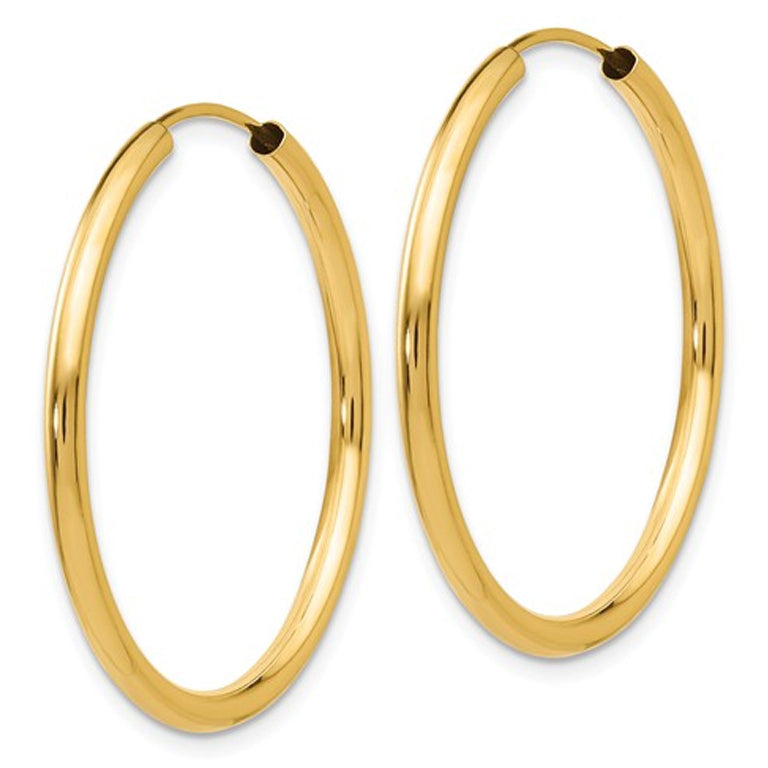 Hoop Earrings in 14K Yellow Gold 1 Inch (2.00 mm) Image 3