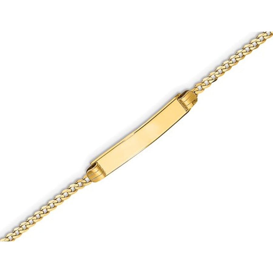 14K Yellow Gold Engraveable Curb Link ID Bracelet (7 Inches) Image 1