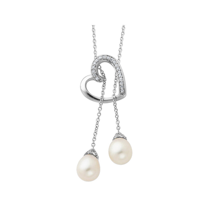 Cultured Freshwater Pearl Two Become One Lariat Necklace in Sterling Silver Image 1