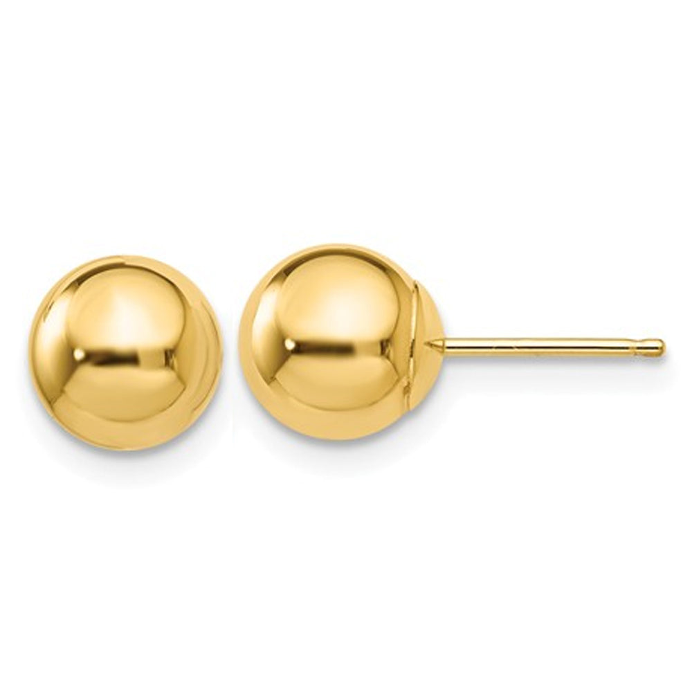 14K Yellow Gold Button Ball 7mm Stud Earrings Image 1