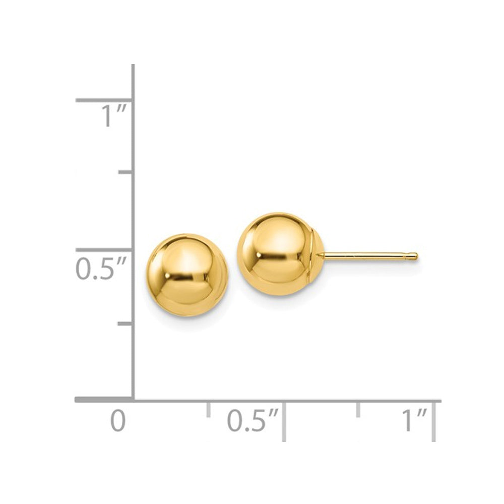 14K Yellow Gold Button Ball 7mm Stud Earrings Image 2