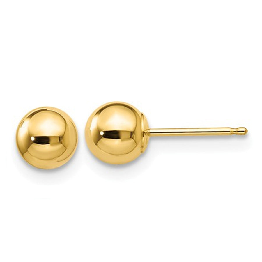 14K Yellow Gold Gold 5mm Button Ball Stud Earrings Image 1