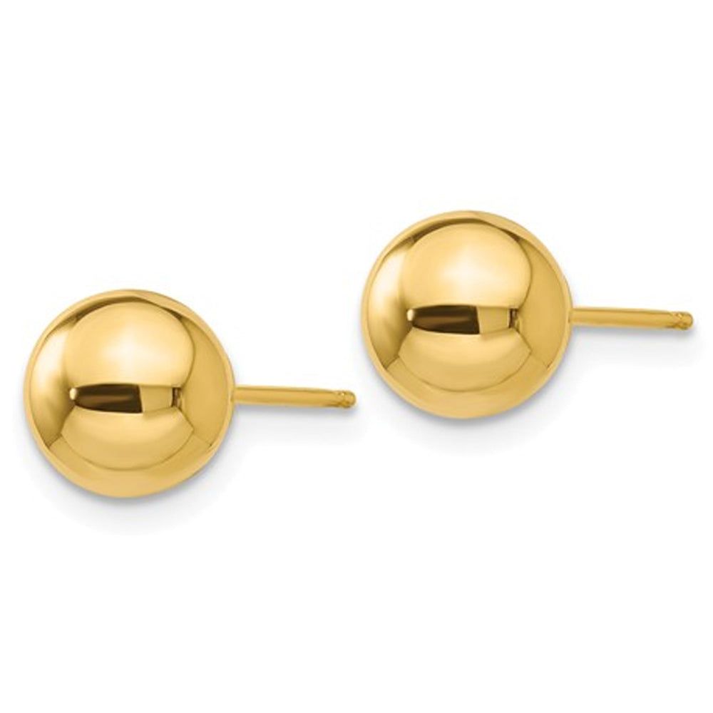 14K Yellow Gold Button Ball 7mm Stud Earrings Image 3