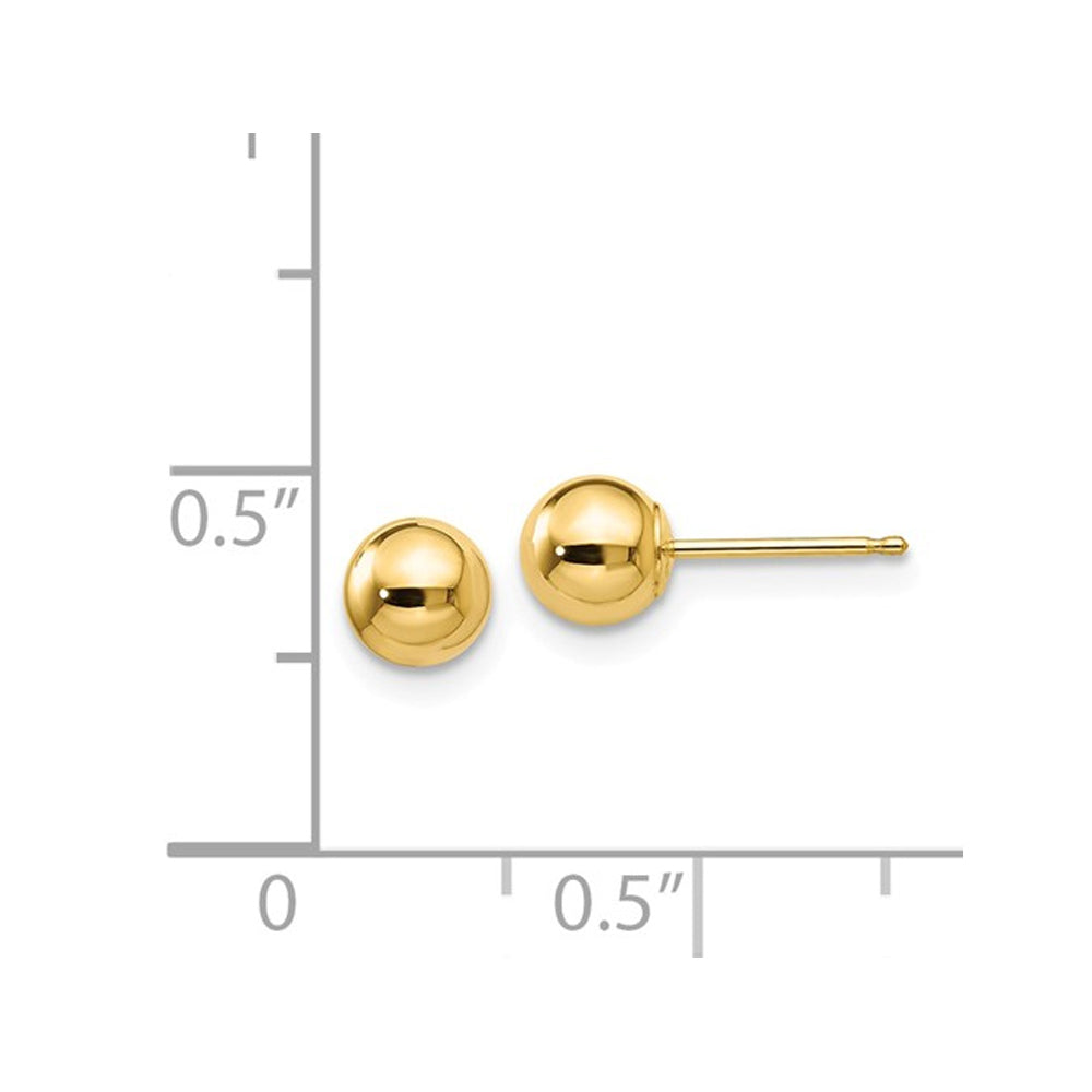 14K Yellow Gold Gold 5mm Button Ball Stud Earrings Image 2