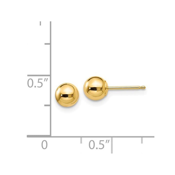 14K Yellow Gold Gold 5mm Button Ball Stud Earrings Image 2