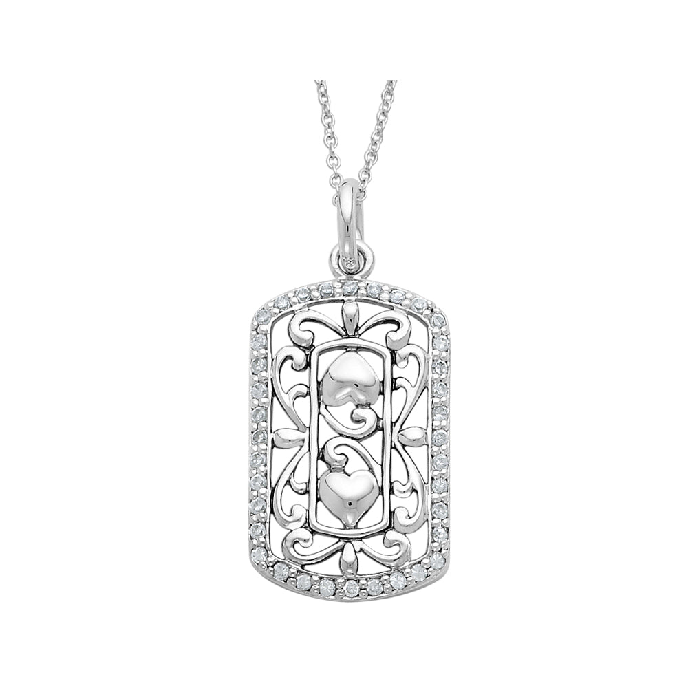 Thankful For You Pendant Necklace in Sterling Silver with Synthetic Cubic Zorconias Image 1