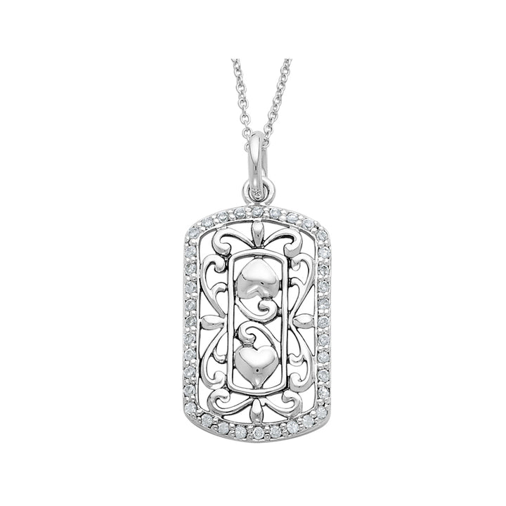 Thankful For You Pendant Necklace in Sterling Silver with Synthetic Cubic Zorconias Image 1