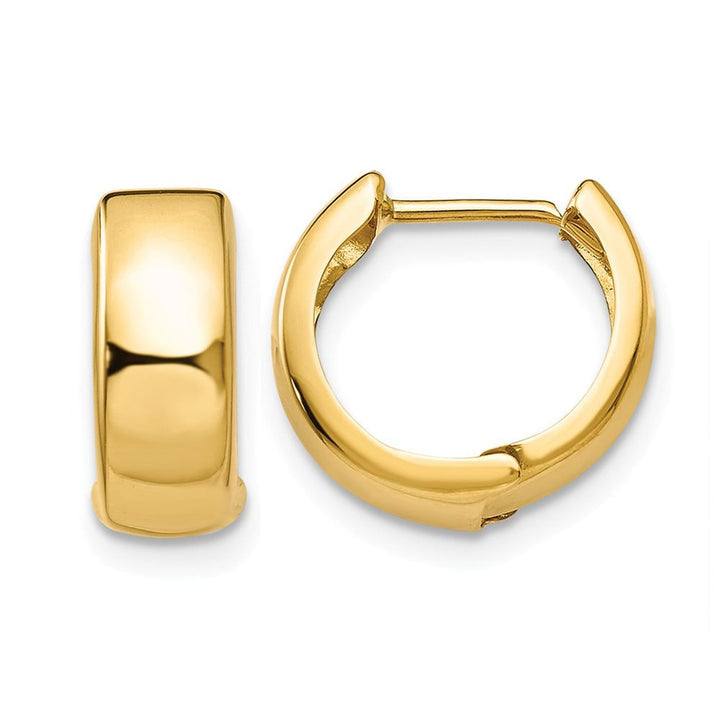 14K Yellow Gold Hinged Huggie Hoop Earrings Image 1