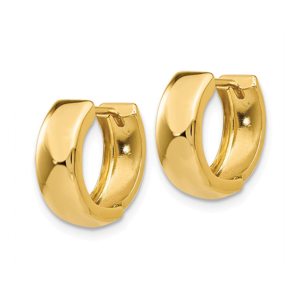 14K Yellow Gold Hinged Huggie Hoop Earrings Image 2