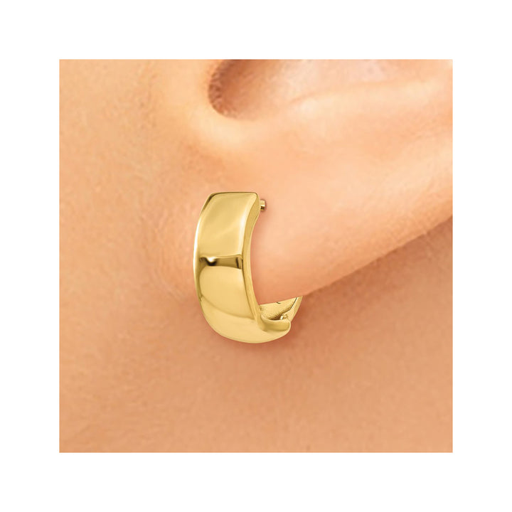 14K Yellow Gold Hinged Huggie Hoop Earrings Image 3