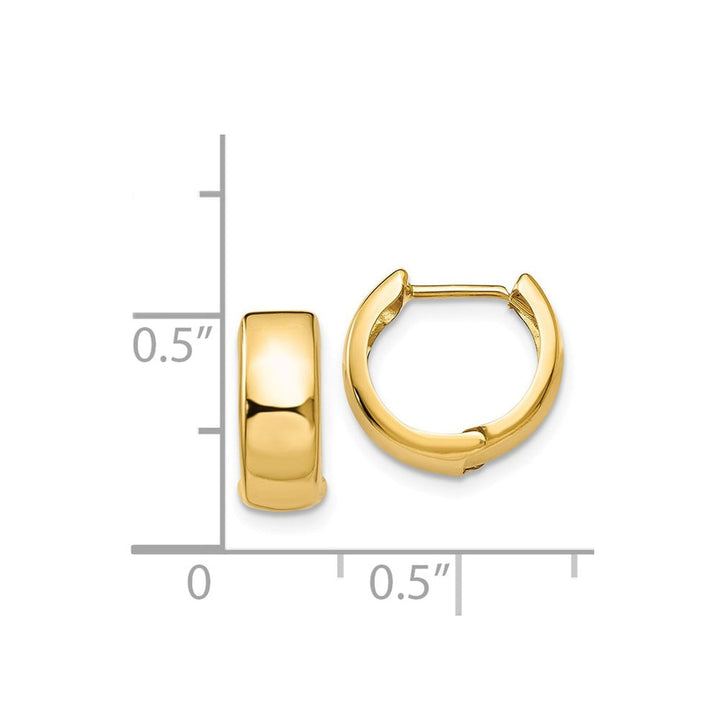 14K Yellow Gold Hinged Huggie Hoop Earrings Image 4