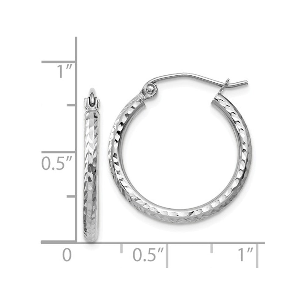 Diamond Cut Hoop Earrings 3/4 Inch in 14K White Gold (2.00 mm) Image 2