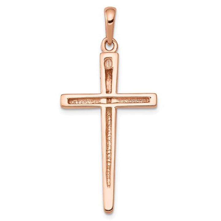 14K Pink Rose Gold Cross Pendant Necklace with Chain Image 2