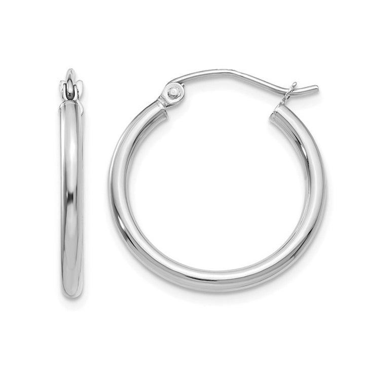 Small Hoop Earrings 3/4 Inch in 14K White Gold (2.00 mm) Image 1