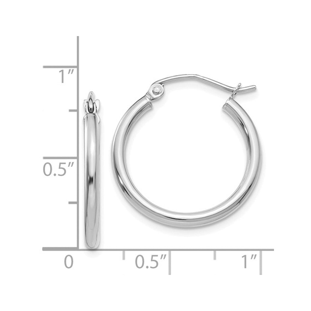 Small Hoop Earrings 3/4 Inch in 14K White Gold (2.00 mm) Image 2