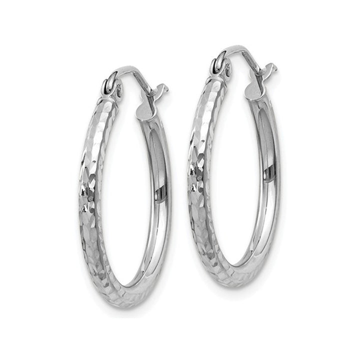 Diamond Cut Hoop Earrings 3/4 Inch in 14K White Gold (2.00 mm) Image 4