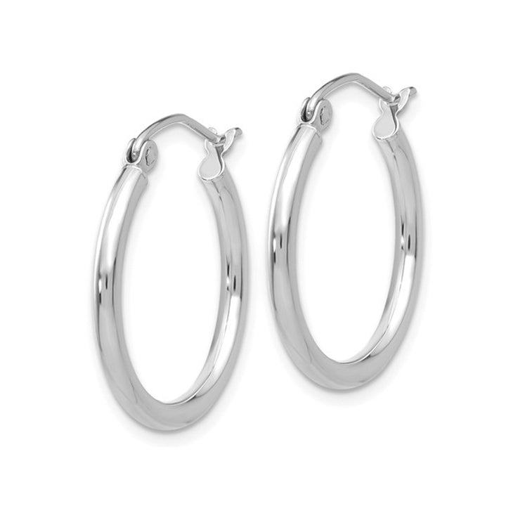 Small Hoop Earrings 3/4 Inch in 14K White Gold (2.00 mm) Image 4