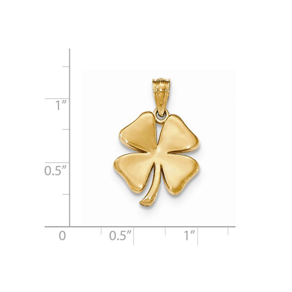 14K Yellow Gold Four-Leaf Clover Charm Pendant Necklace with Chain Image 2