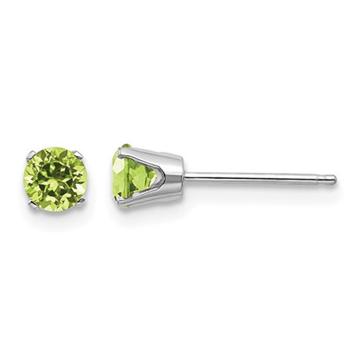 Peridot Solitaire Earrings 3/5 Carat (ctw) in 14K White Gold Image 1