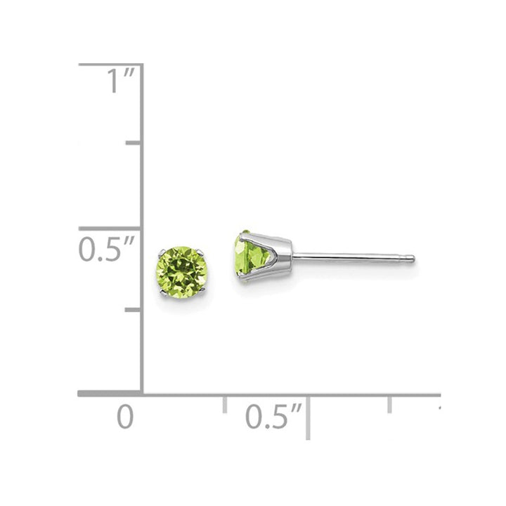 Peridot Solitaire Earrings 3/5 Carat (ctw) in 14K White Gold Image 2