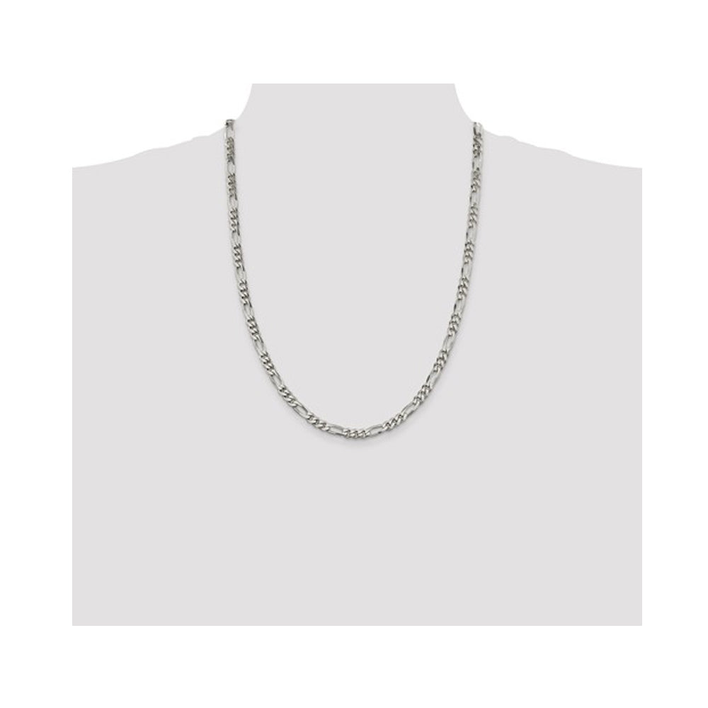 Sterling Silver Figaro Chain Necklace 24 Inches (5.25mm) Image 2