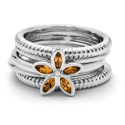 1/3 Carat (ctw) Citrine Flower Ring in Sterling Silver Image 2