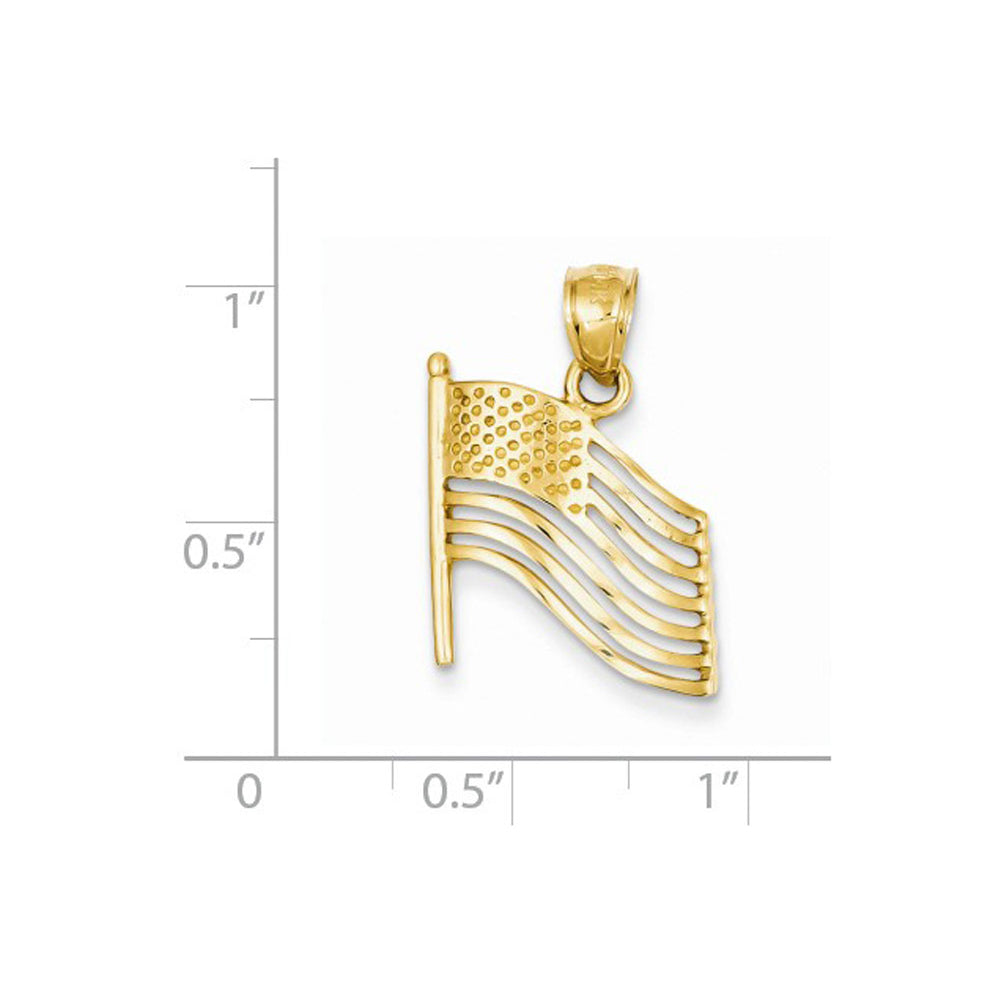 American Flag Pendant Necklace in 14K Yellow Gold with Chain Image 2