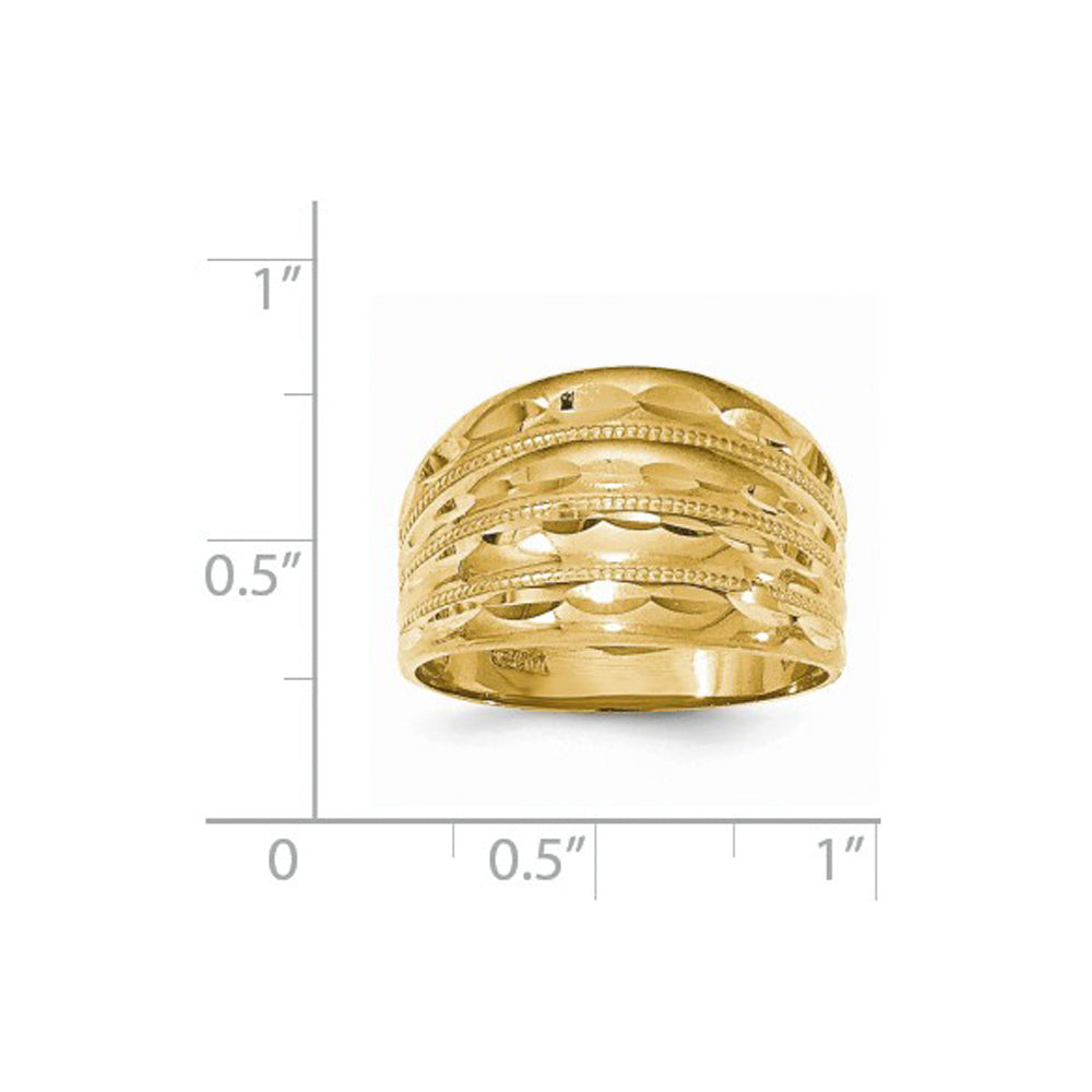 14K Gold Polished Diamond-cut Four Ridge Fashion Dome Ring Image 3