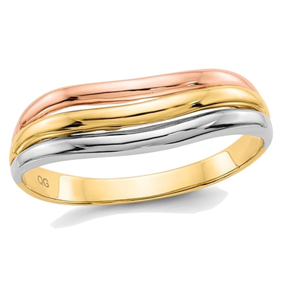 14K Yellow White and Rose Pink Gold Fancy Band Ring Image 1