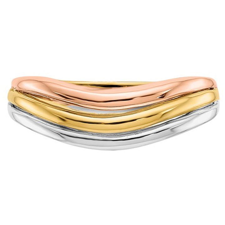 14K Yellow White and Rose Pink Gold Fancy Band Ring Image 2