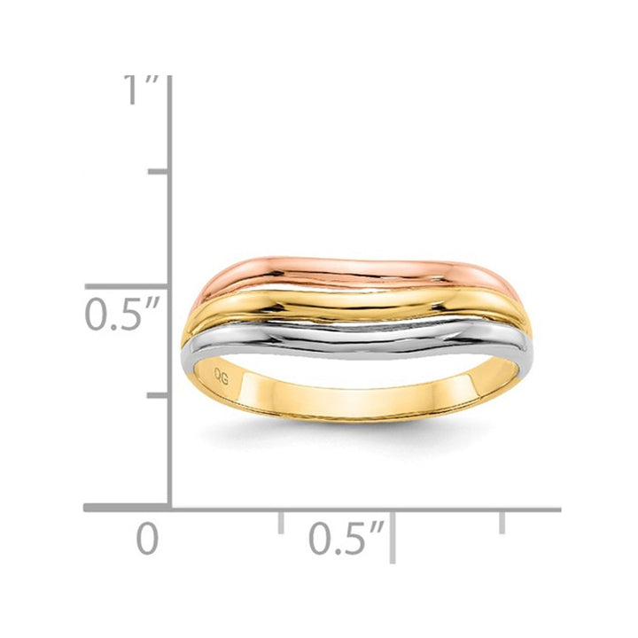 14K Yellow White and Rose Pink Gold Fancy Band Ring Image 4