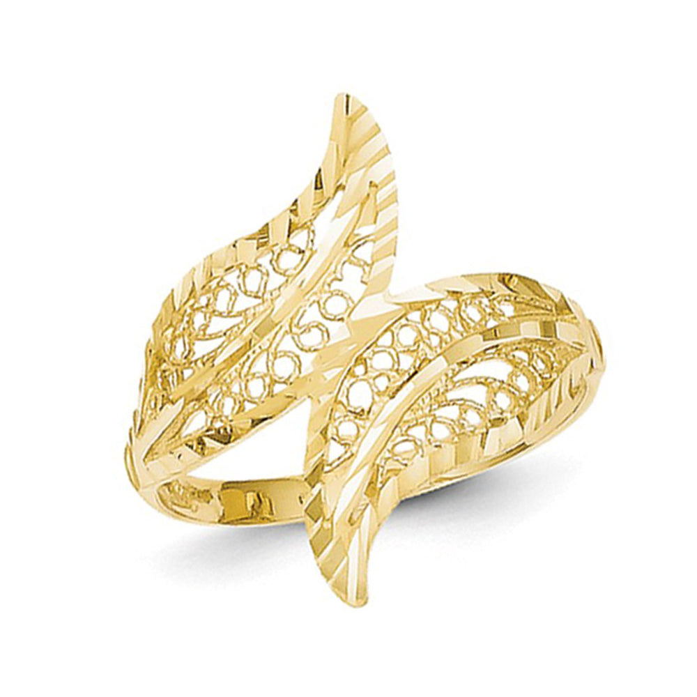 Ladies 14K Yellow Gold Filigree Leaf Ring (SIZE 7) Image 4