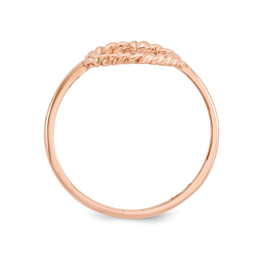 Ladies 14K Rose Pink Gold Polished and Textured Heart Ring Image 2