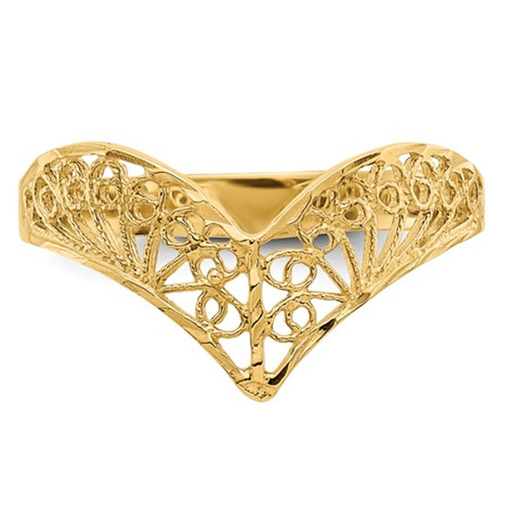 Ladies 14K Yellow Gold Diamond Cut Filigree Ring (size 7) Image 3