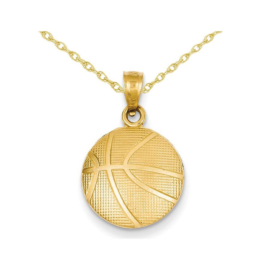 Basketball Pendant Necklace in 14K Yellow Gold with Chain Image 1