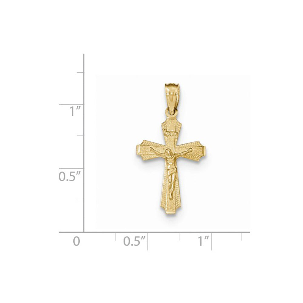 14K Yellow Gold Small Passion Crucifix Pendant Necklace with Chain Image 2