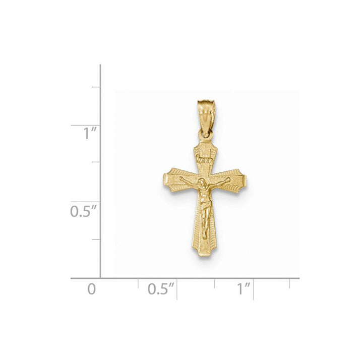 14K Yellow Gold Small Passion Crucifix Pendant Necklace with Chain Image 2