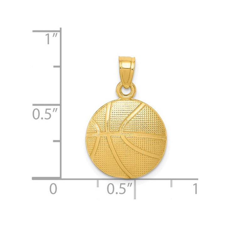 Basketball Pendant Necklace in 14K Yellow Gold with Chain Image 3